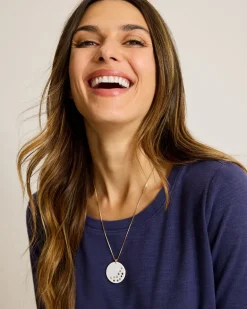 Tidal Treasure Mother of Pearl Disc Pendant Necklace