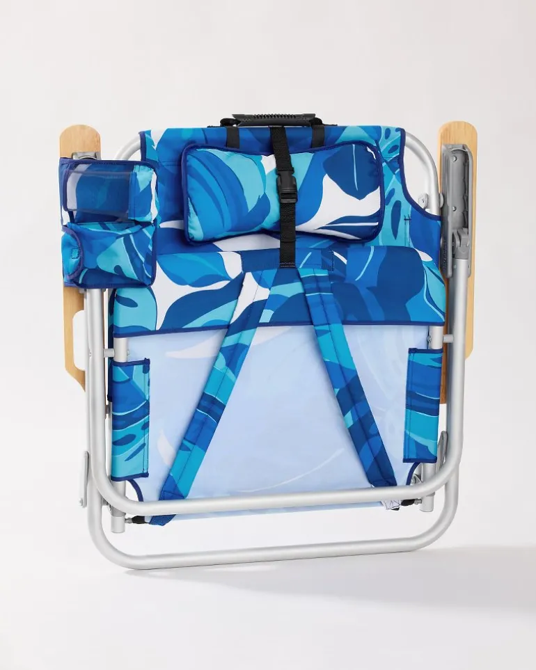 Tommy Bahama Blue Monstera Deluxe Backpack Beach Chair