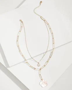 Tropical Blooms Hibiscus Charm Layered Necklace