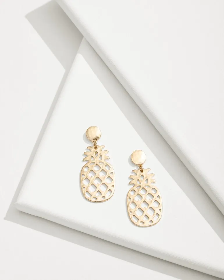 Tropical Blooms Pineapple Mother of Pearl Statement Earrings