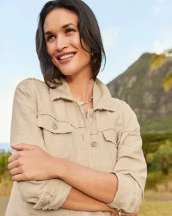 Two Palms Linen Raw-Edge Jacket