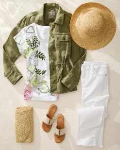 Two Palms Linen Raw-Edge Utility Jacket