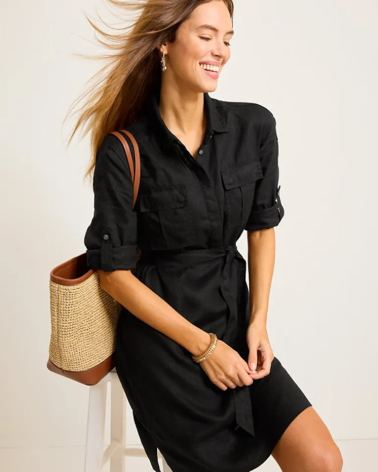 Two Palms Patch-Pocket Linen Dress