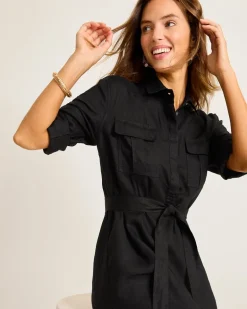 Two Palms Patch-Pocket Linen Dress