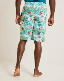 Woven Tropical Print Pajama Shorts